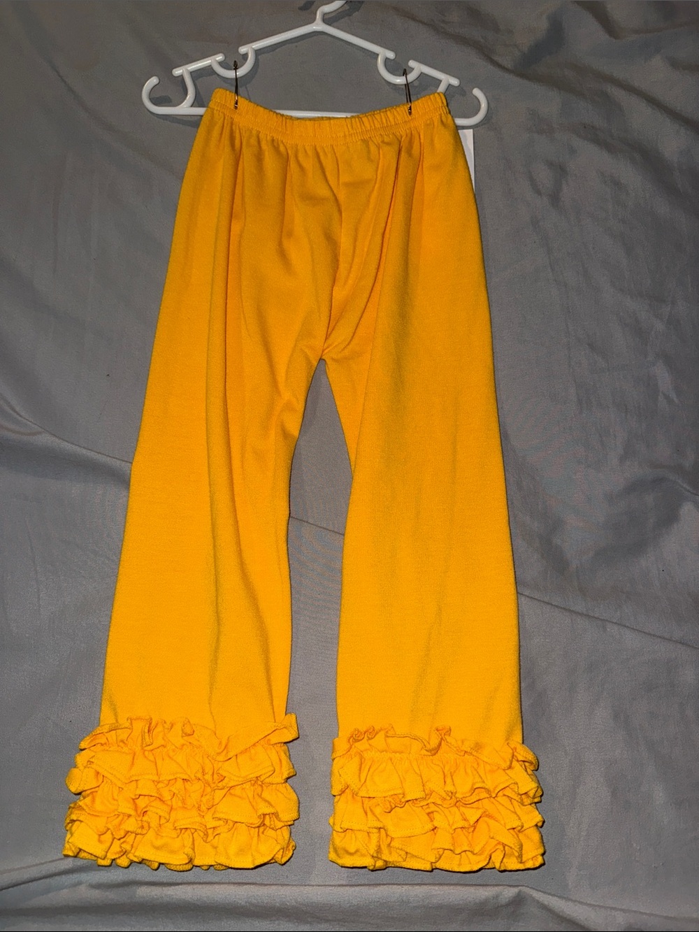 Girls Yellow Ruffle Hem Pants